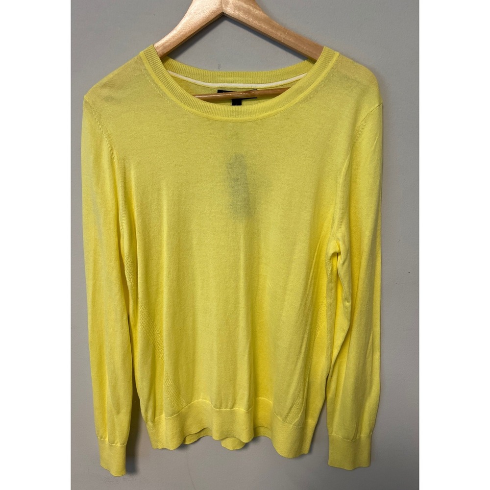 Banana Republic Sweater Womens L Yellow NWT Forever Yarn Cotton Blend Crew Neck